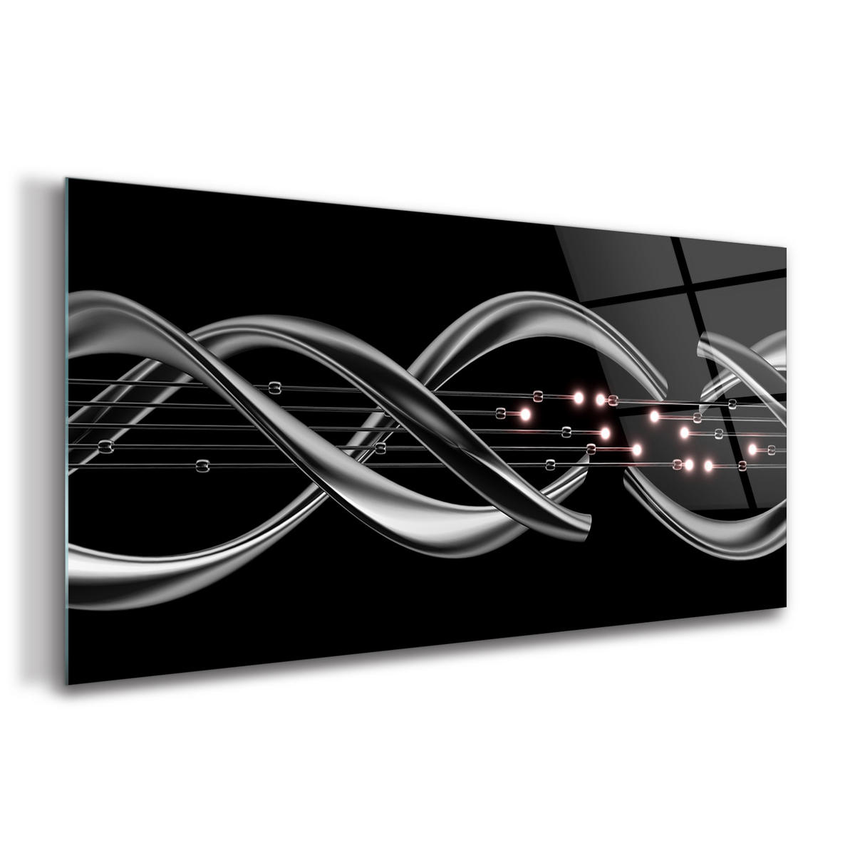 GLASBILD 120x60 cm Moderne Kunst - Silberfarben/Schwarz, Glas (120/60cm) - TULUP