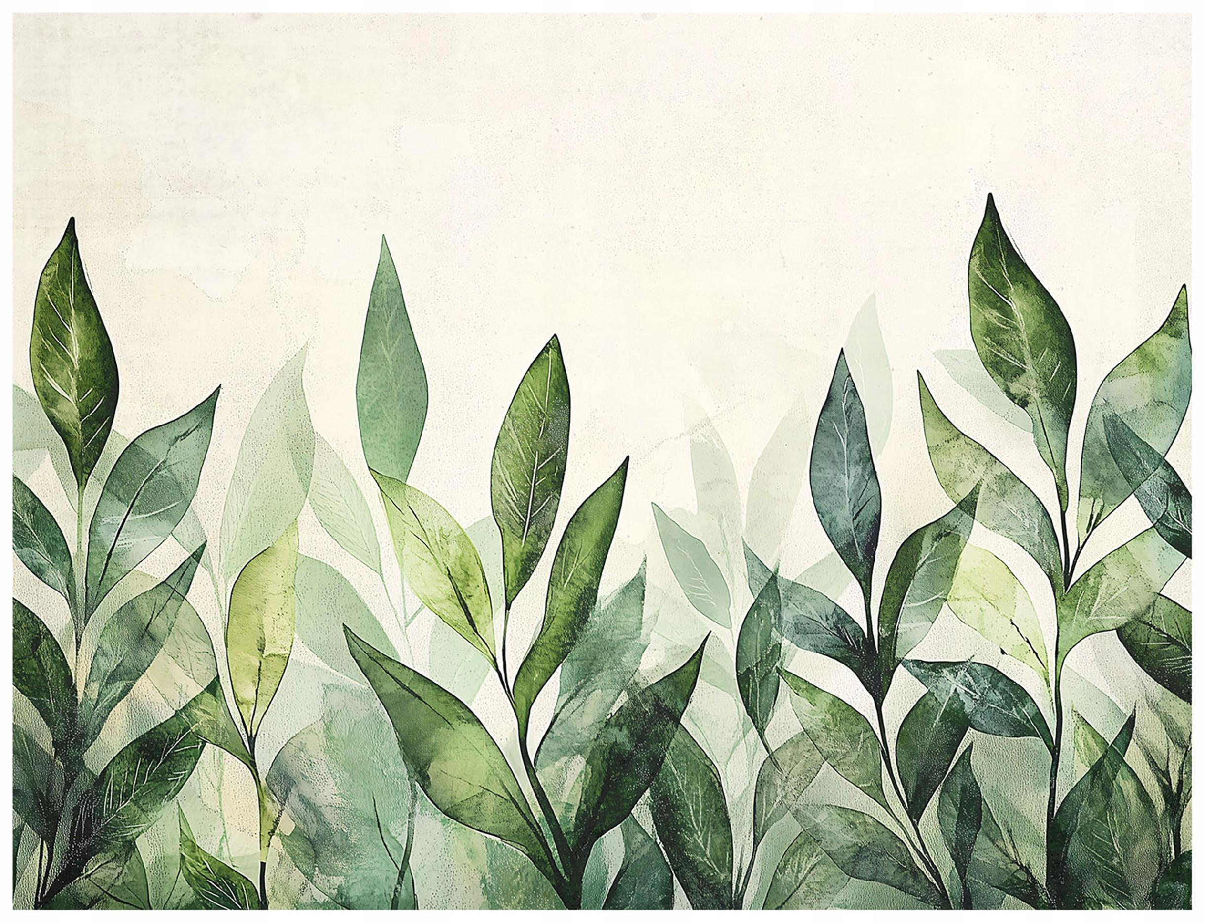FOTOTAPETE Blätter Nature Wohnzimmer Vliestapete 150x105 - Grün, Papier (150/105cm) - Wallarena