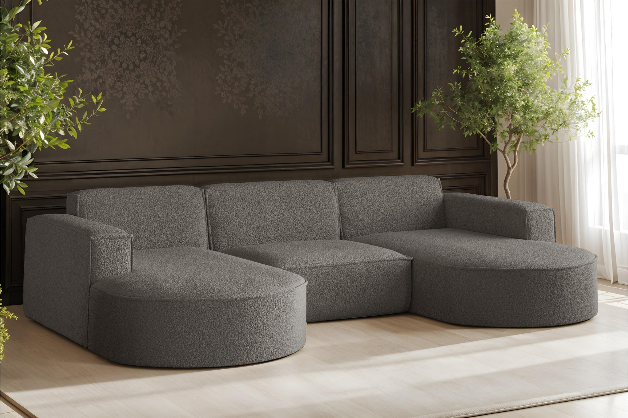 ECKSOFA, Modena U-Form, Stoff Quelle, Graphit - Graphitfarben, Holz (299/165cm) - Kaiser Möbel