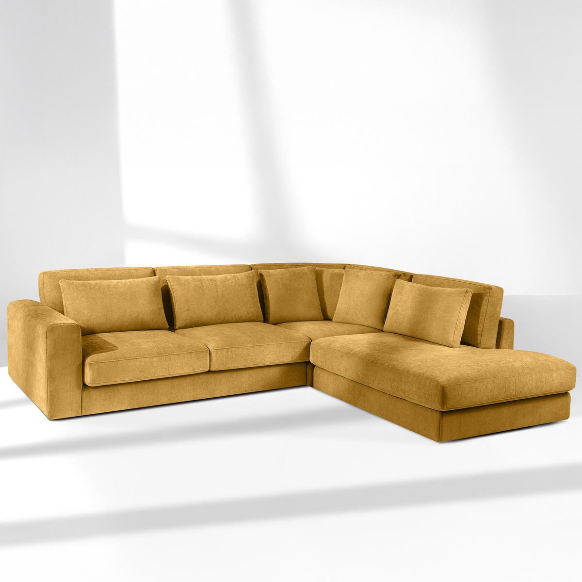 ECKSOFA rechts VERUS - Gelb, Holz/Holzwerkstoff (297/248cm) - KONSIMO®