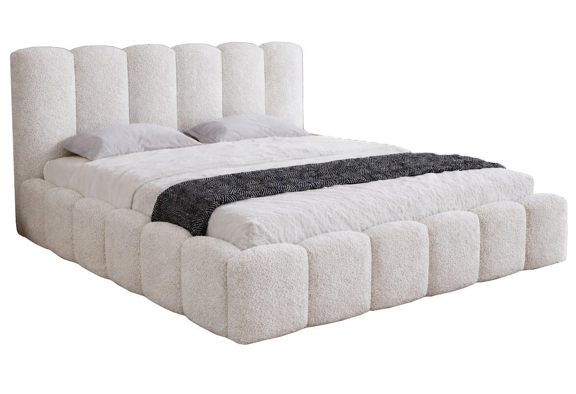 DOPPELBETT 180x200 Florent, Bettkasten, Boucle, Creme - Creme, Holz/Textil (180/200cm) - Emporius