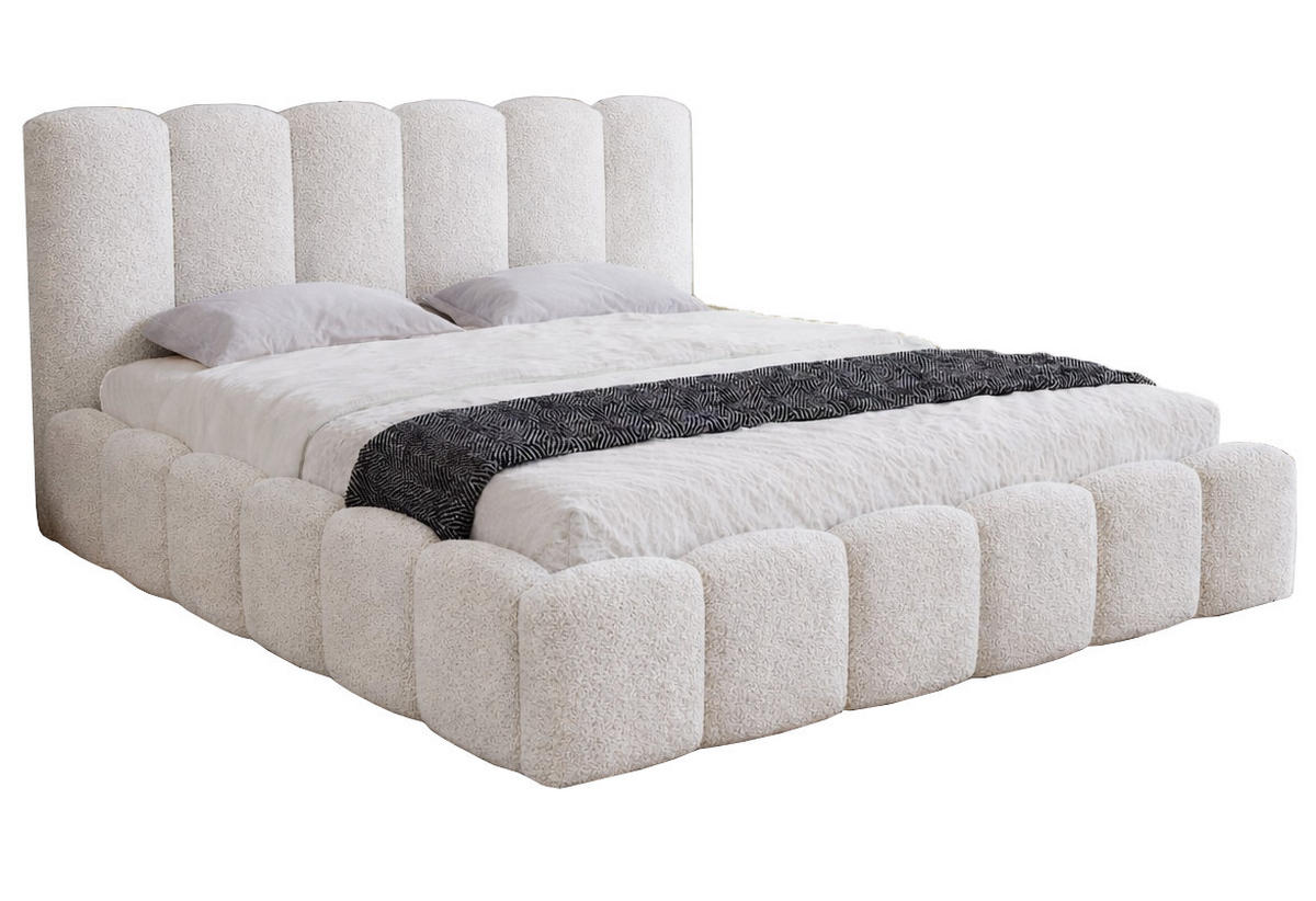 DOPPELBETT 180x200 Florent, Bettkasten, Boucle, Creme - Creme, Holz/Textil (180/200cm) - Emporius