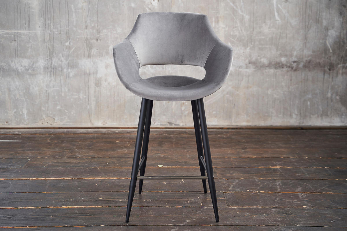 THEKENHOCKER ZAJA Grau Velvet - Grau, Textil (57/103/59cm) - KAWOLA