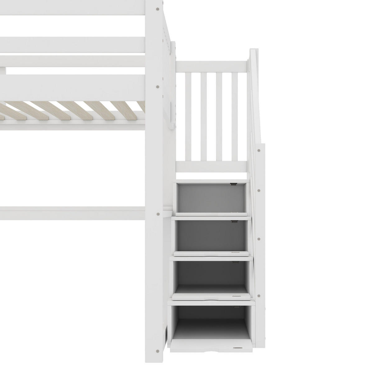 HOCHBETT 140/200 cm Weiß aus Kiefernholz und MDF mit Stauraum und Schreibtisch - Weiß, Holz (140/200cm) - OKMYHOME