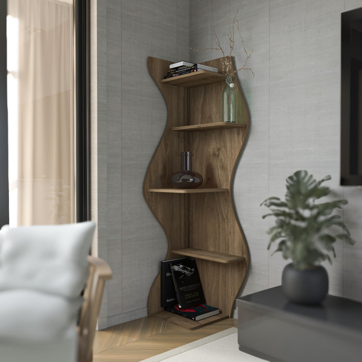 BÜCHERREGAL Nila - Braun, Holzwerkstoff (45/170/22cm) - Decorotika