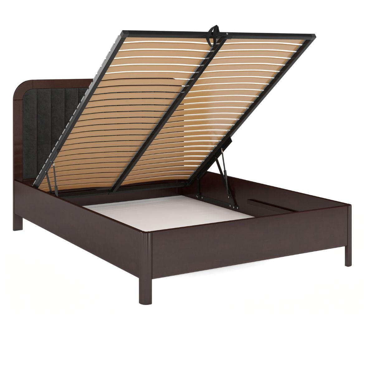 MASSIVHOLZBETT Modena mit Lattenrost und Bettkasten, Buche - lackiert, Palisanderfarbe/Schwarz, 140x200 - Wengefarben/Schwarz, Holz/Buchenholz (140/200cm) - Visby