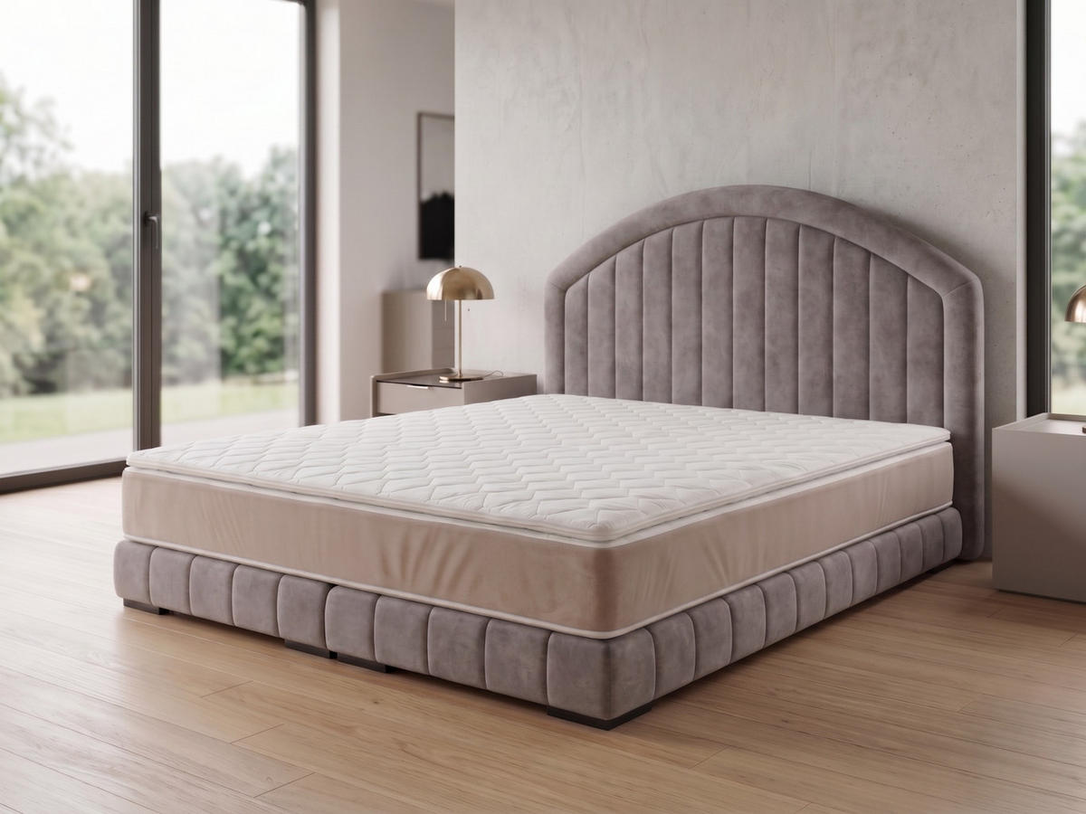POLSTERBETT LEON2 90x 200 cm Farbe: Hellbraun - Hellbraun, Textil (90/200cm) - A&J MöbelLand