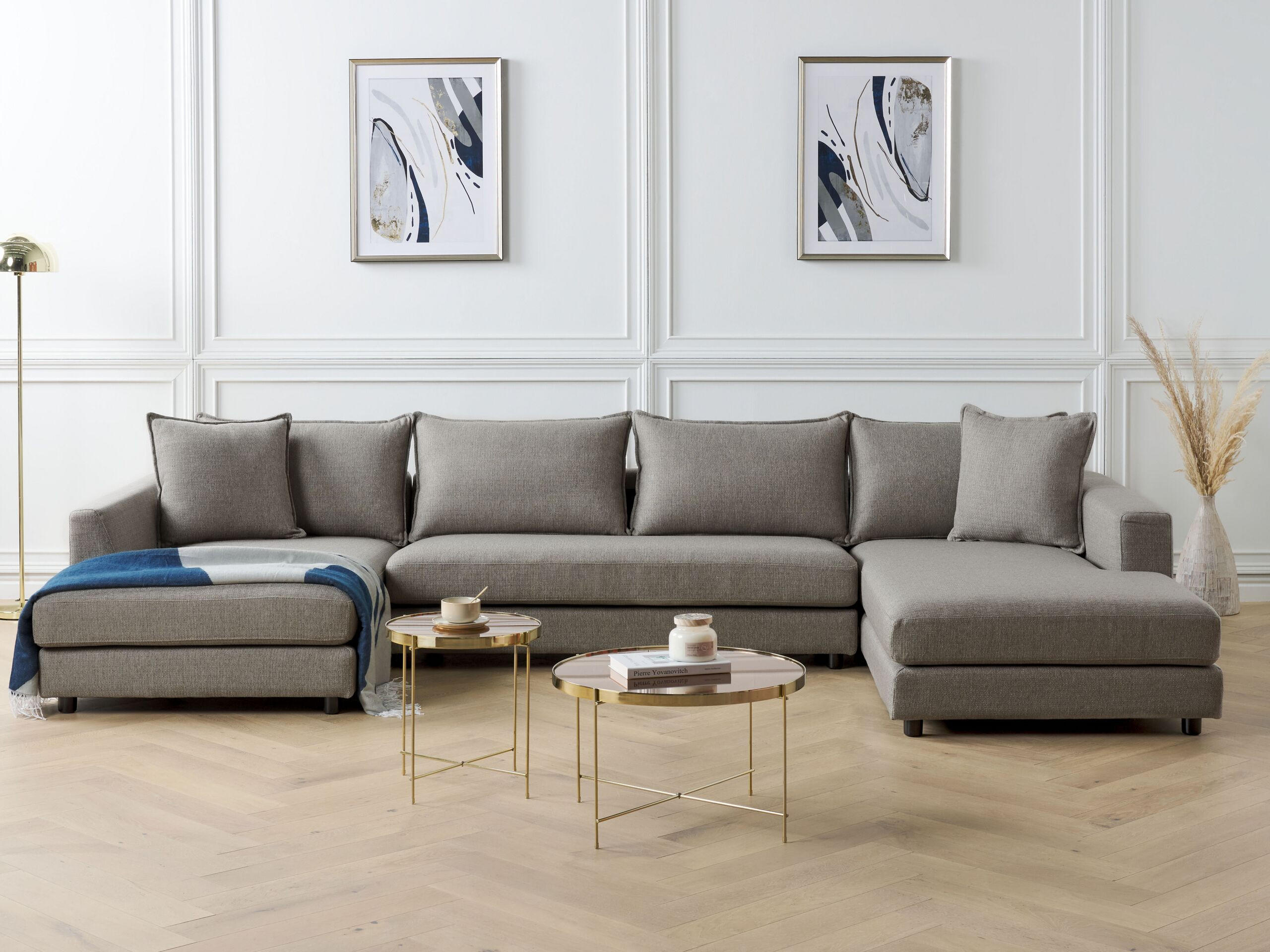 Thumbnail - Beliani 5-Sitzer, Beige, Grau, Schwarz, Textil, 359x57x194 cm, Wohnzimmer, Sofas & Couches, Wohnlandschaften, Wohnlandsc...