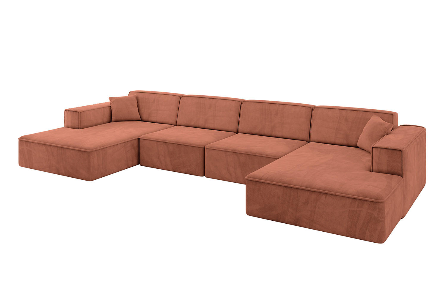 WOHNLANDSCHAFT IREA-U2-v4 - 382x165x72,5 cm Apricot - Koralle, Holzwerkstoff/Textil (382/72/165cm) - ALTDECOR