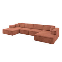 WOHNLANDSCHAFT IREA-U2-v4 - 382x165x72,5 cm Apricot - Koralle, Holzwerkstoff/Textil (382/72/165cm) - ALTDECOR