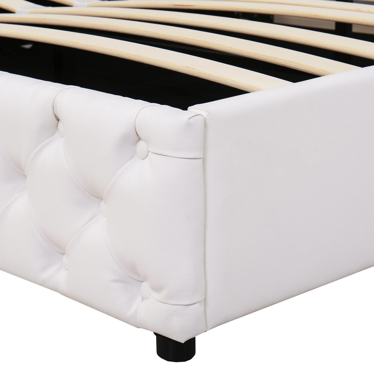 POLSTERBETT aus PU 180x200 cm in Weiß mit LED-Beleuchtung & Stauraum - Weiß, Leder (180/200cm) - Modfu