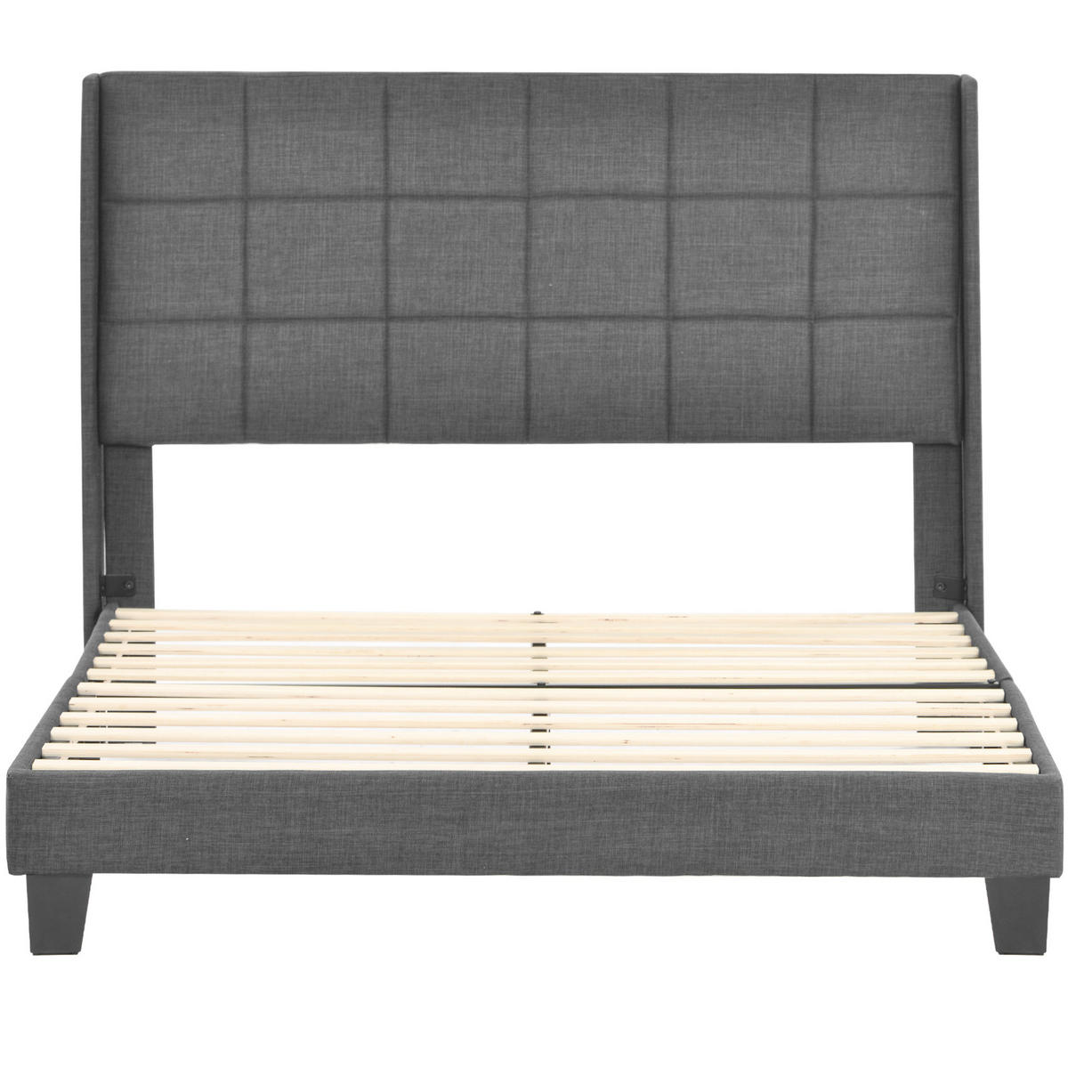 ČALÚNENÁ posteľ 140/200 cm s lamelovým roštom a federkern matracom, mäkkým vysokým čelom a stabilnou konštrukciou, Sivá - sivá, textil (140/140cm) - Redom