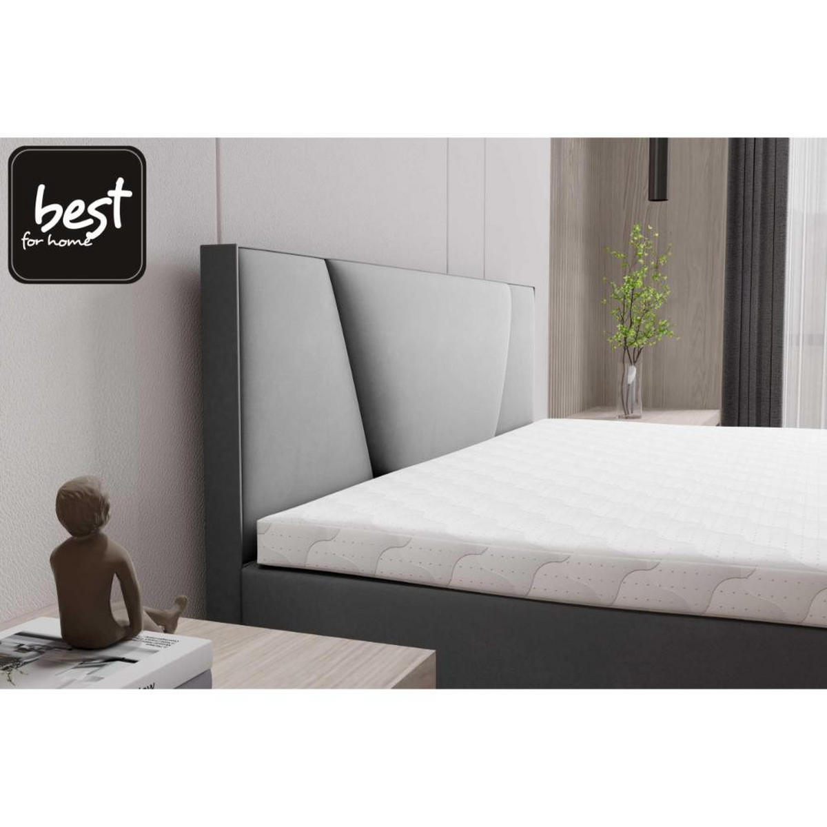 BOXBETT Jubilee Bonellfederkern inkl. Topper - Hellgrau, Holz/Holzwerkstoff (140/200cm) - Best For Home