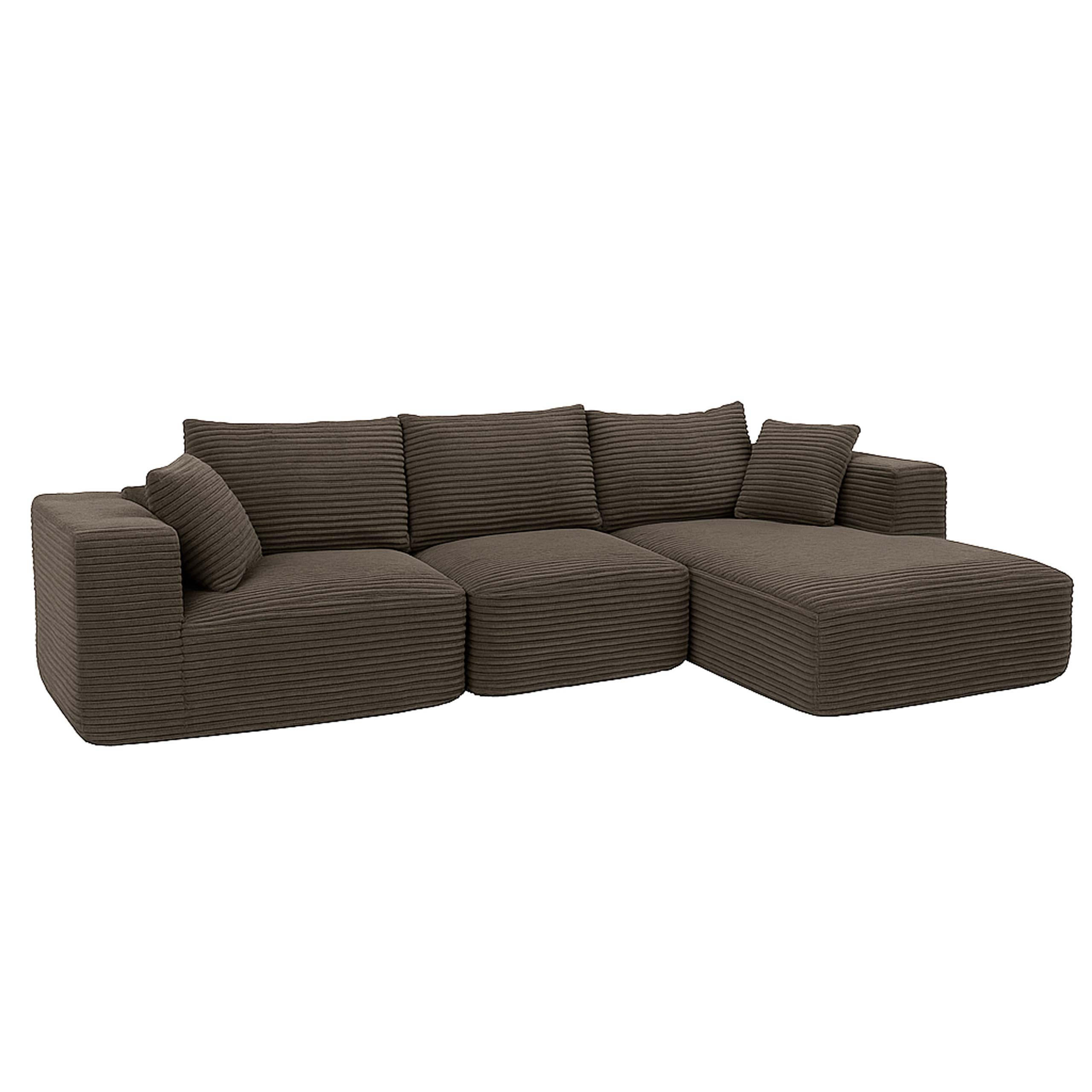 SOFA SET Braun - hnědá, textil (276/58/154cm) - MCW