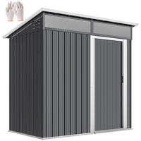 GARTENSCHUPPEN DE-08077 mit Fenster & Schiebetür Dunkelgrau - Dunkelgrau, Metall (122/182/195cm) - ComfortXL