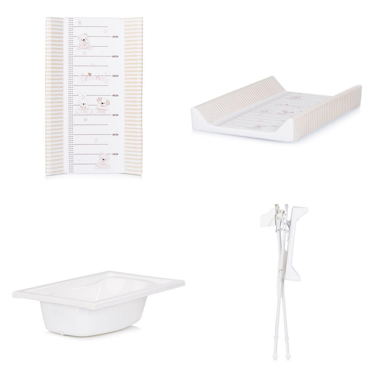 BABYWANNE Wickeltisch Aqua beige Aqua Zubehörfach klappbar Ständer Stopfen - Beige, Kunststoff (61/80cm) - Chipolino