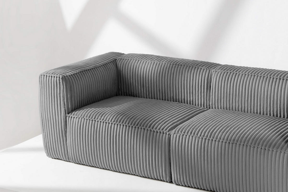 3-SITZER-SOFA FEROX Modern, Cord-Stoff, dunkelgrau - Dunkelgrau, Textil (246/73/96cm) - KONSIMO®