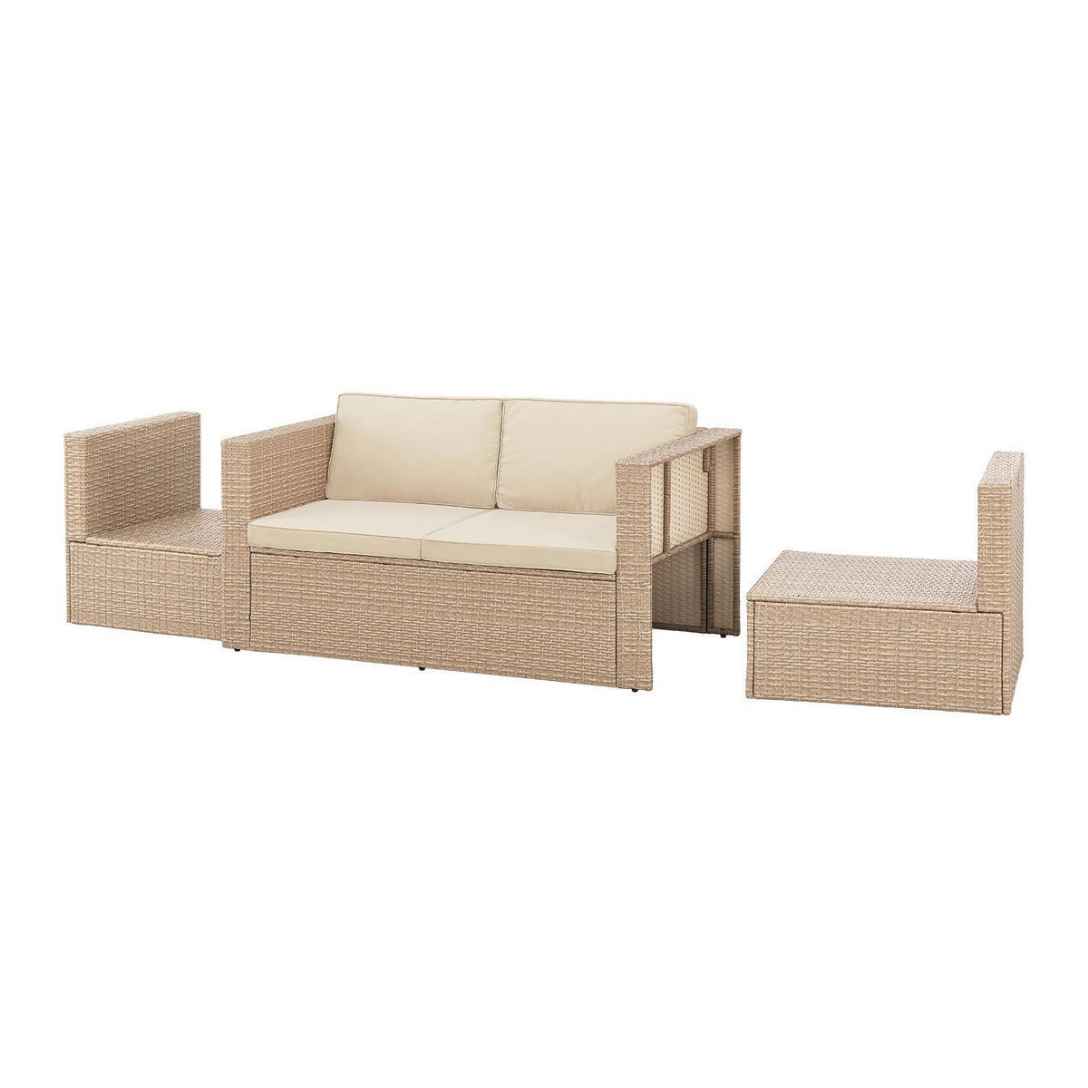 LOUNGEGARNITUR Salou inkl. Abdeckung beige - Beige, Kunststoff - Juskys