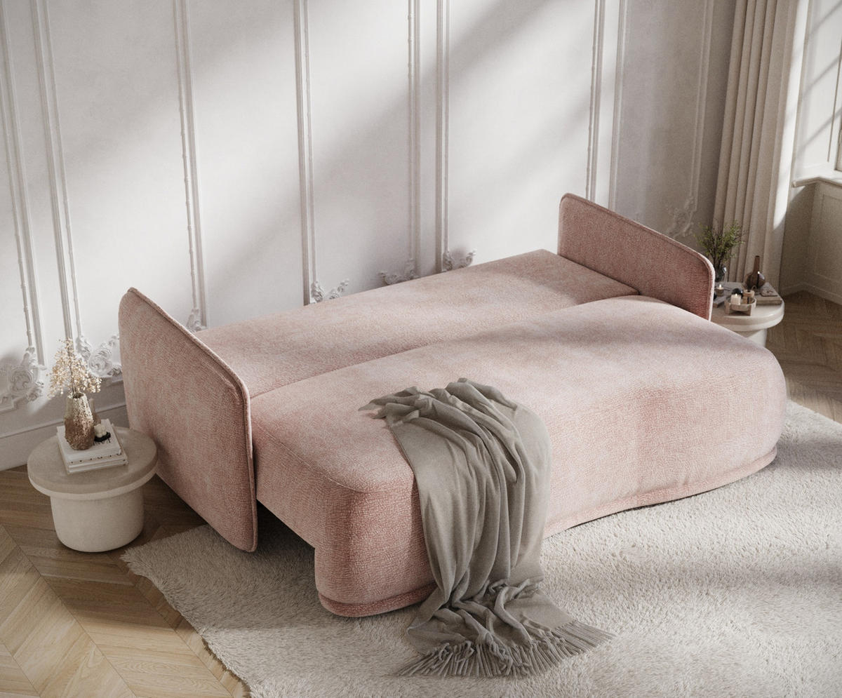 SCHLAFSOFA Mitsis Rosa Chenille - Schwarz/Rosa, Holz/Holzwerkstoff (231/93/106cm) - Maison de Reve