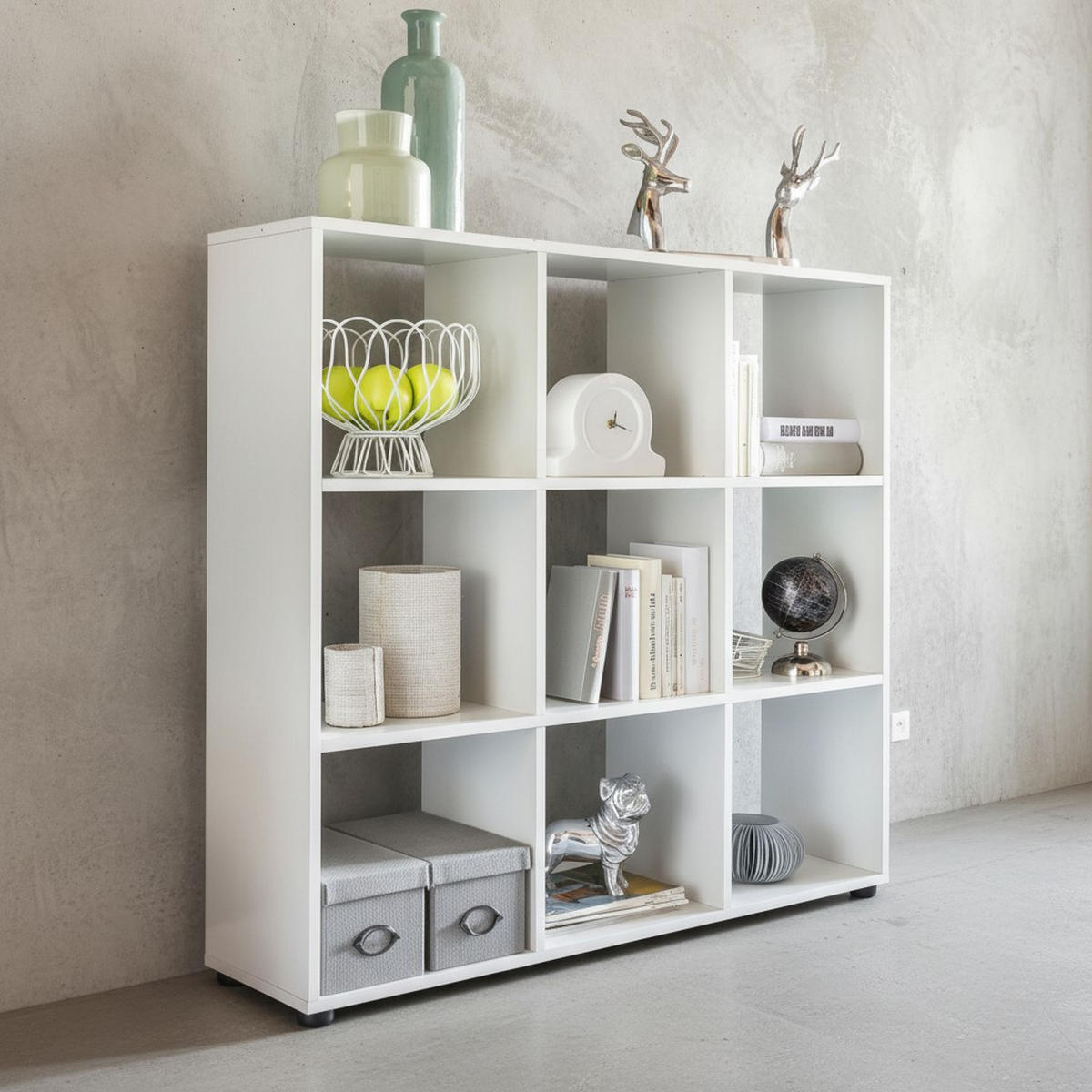 BÜCHERREGAL – Weiß, 8 Fächer, kratzfest, Raumteiler - Weiß, Holz/Kunststoff (108/104/29cm) - KADIMA DESIGN