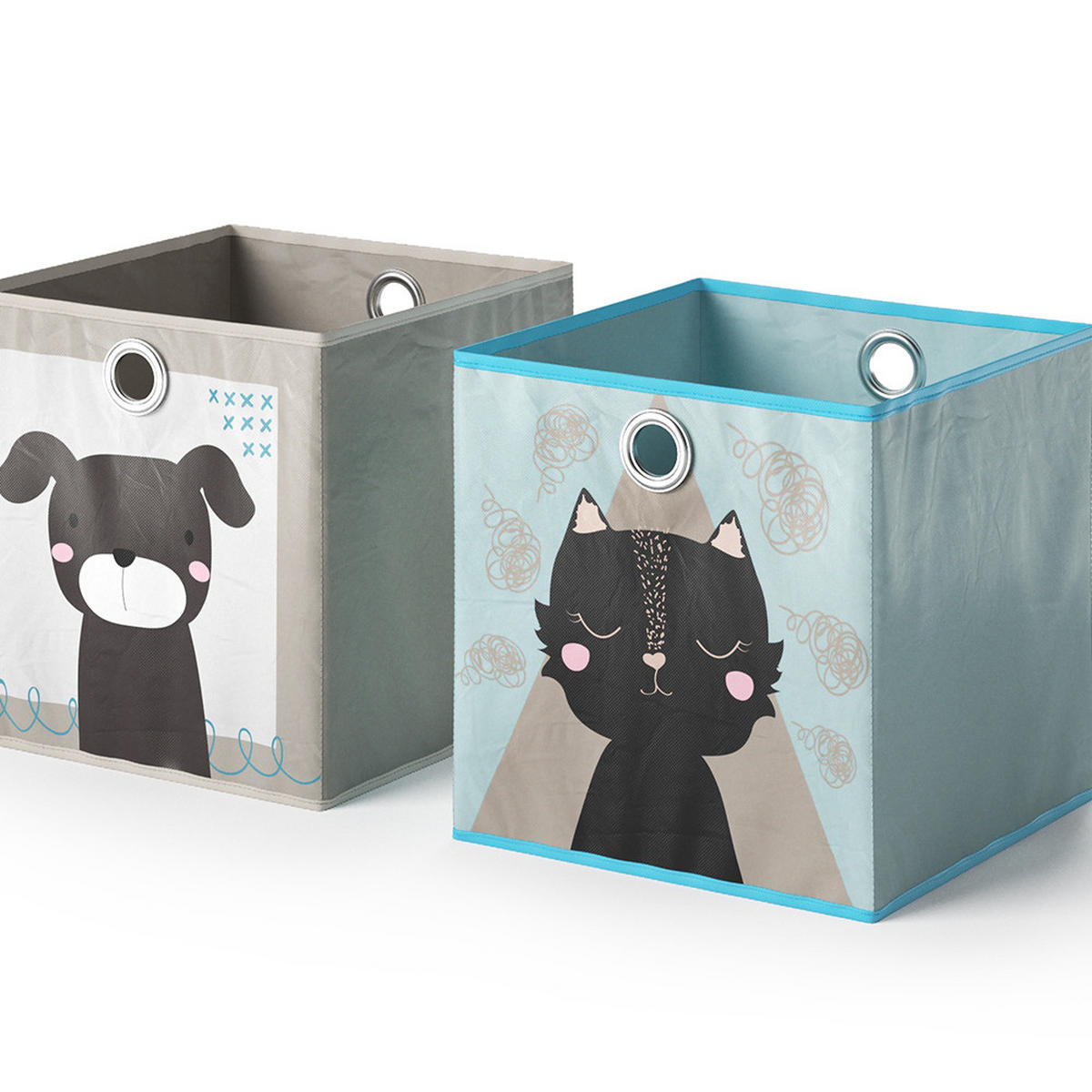 FALTBOX 30 x 30 Grau/Blau 30 x 30 cm 2er Set - Dunkelblau/Grau, Wellpappe (30/30cm) - Vicco