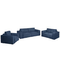 SOFASET Vajana 3-2-1 - Dunkelblau, Holzwerkstoff/Textil (240/86/102cm) - Fun Möbel