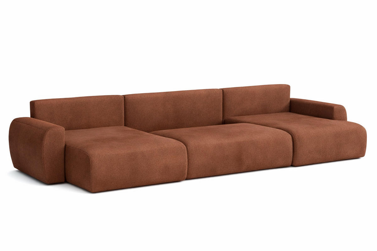 ECKSOFA Mit Schlaffunktion Und Bettkasten U-Form Ariel U, Veloursstoff Salvador, Dunkelbraun - Dunkelbraun, Holz (342/142cm) - Kaiser Möbel