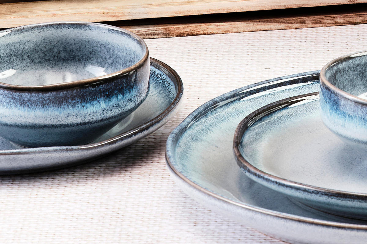 KOMPLETTSERVICE Genesis - 36er-Set - Meer - Blau, Keramik (1/1/1cm) - Björn