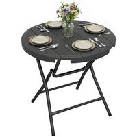 GARTENTISCH DE-07357 rund, klappbar für 4 Personen mit Holzoptik Dunkelgrau - Dunkelgrau, Kunststoff/Metall (80/80/73cm) - ComfortXL