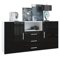 SIDEBOARD Skadu Front in Schwarz Hochglanz - Schwarz Hochglanz, Holzwerkstoff (138.5/71.5/35cm) - Vladon