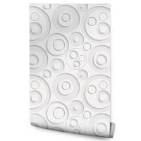 VLIESTAPETE Geometrische Kreise in 3D-Optik – Weiß, Grau – 50x1000 cm - Weiß/Grau, Papier (50/1000cm) - Muralo