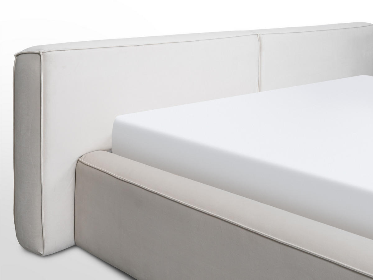 POLSTERBETT Jodie XL Low Beige 180/200 cm Samt mit Bettkasten - Beige, Textil/Metall (180/200cm) - wonello