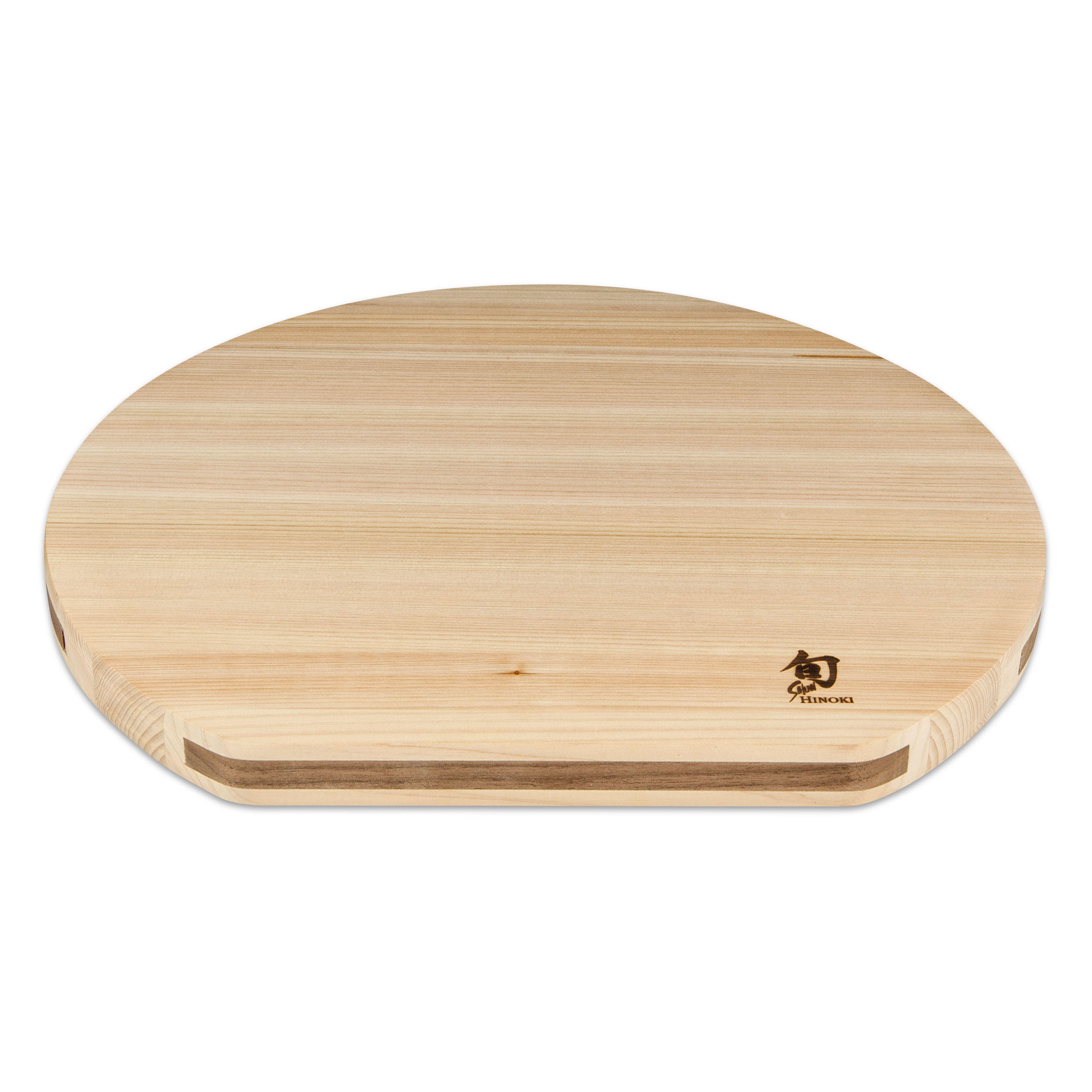WENDE-SCHNEIDEBRETT Shun Hinoki D-Type, mit rückseitiger Saftrille, Holz, 36 x 33 cm - Silberfarben, Metall (32.7/36cm) - Kai Messer