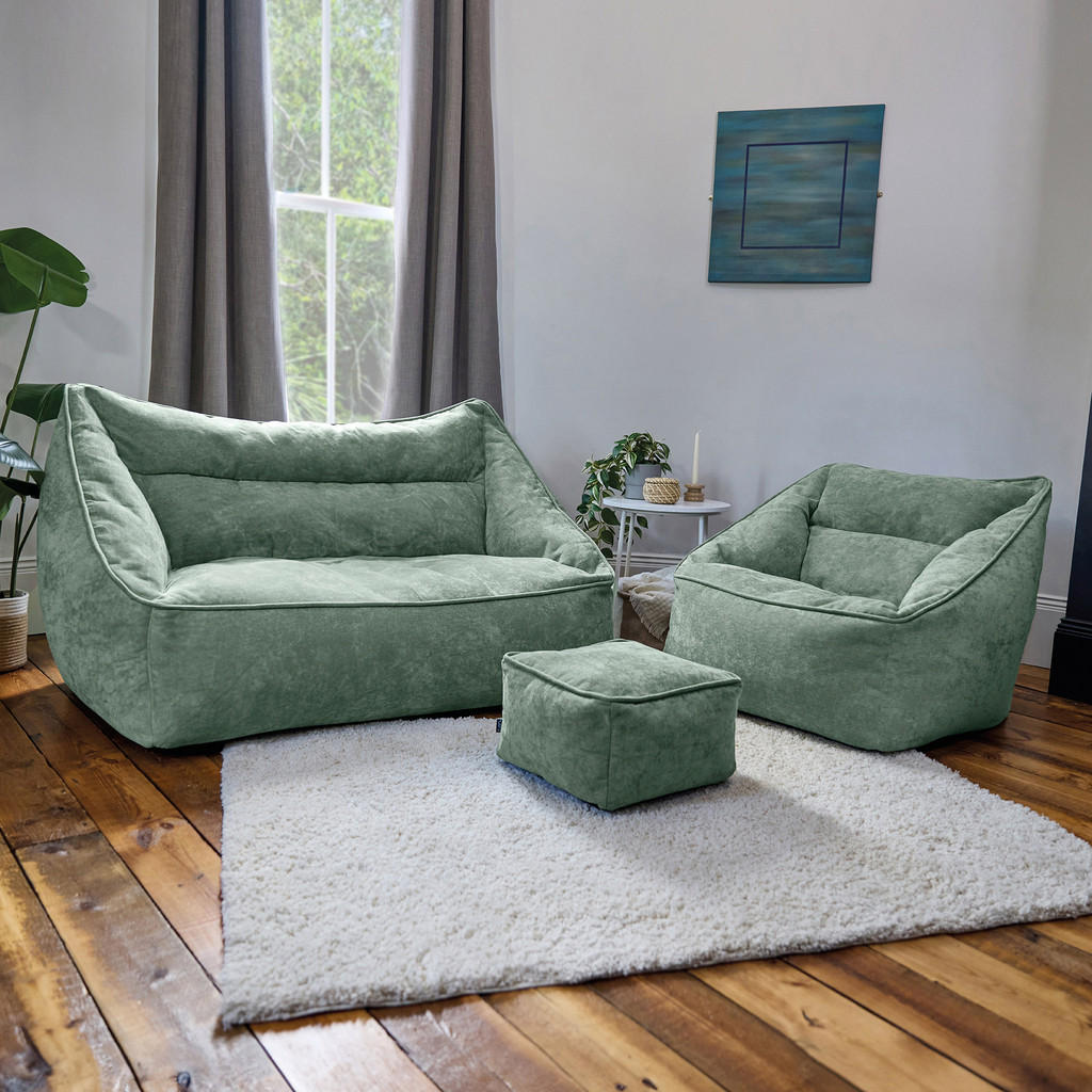 Thumbnail - icon Sitzsack-Set, Salbeigrün, Kunststoff, 3-Sitzer, 160x70x93 cm, Hergestellt in Deutschland, Wohnzimmer, Sofas & Couch...