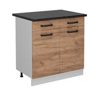 KÜCHENUNTERSCHRANK R-Line Goldkraft Eiche 80 cm AP Anthrazit - Honigeiche/Eiche Wotan, Holzwerkstoff (80/81.6/60cm) - Vicco