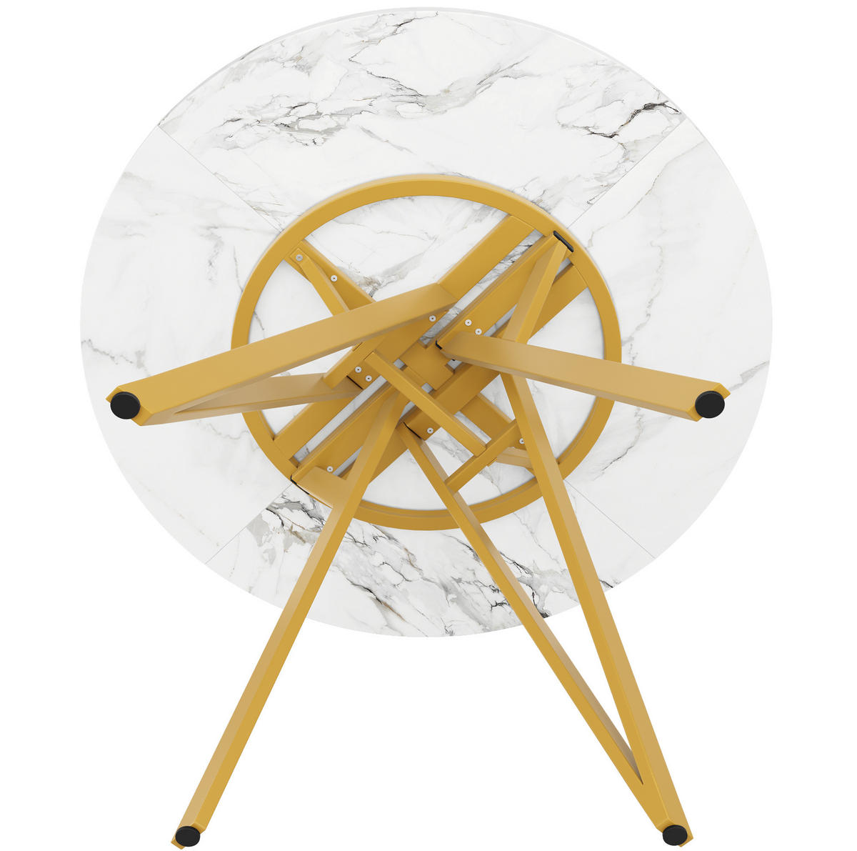ESSTISCH 100/100/76 cm Gold aus MDF mit Marmoroptik - Goldfarben, Holzwerkstoff (100/100/76cm) - OKMYHOME
