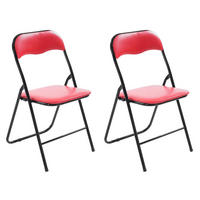 KLAPPSTUHL 2er Set Kunststoff rot/schwarz - Rot/Schwarz, Kunststoff/Textil (45/78/45cm) - CLP