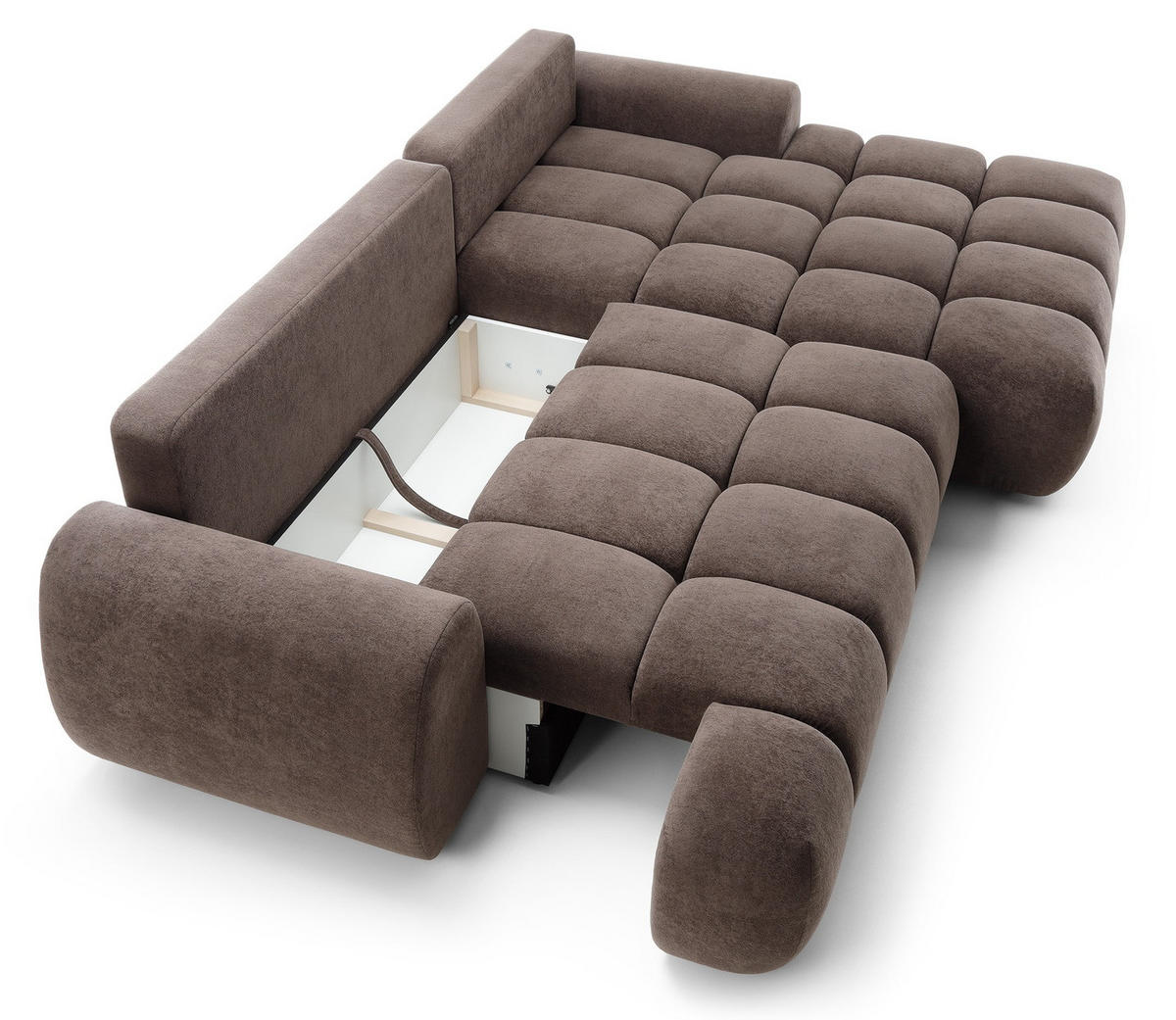 ECKSOFA 280 cm Valerio mit Bettkasten, 280 cm, Rechts, Schlaffunktion, Braun - Braun, Holz (177/280cm) - Emporius