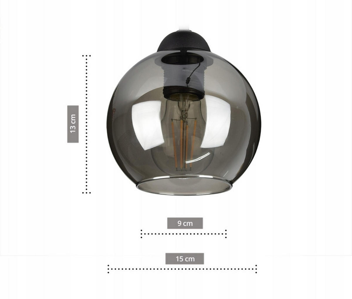 PENDELLEUCHTE HAGEN - Transparent/Schwarz, Glas/Metall (40/40/70cm) - kiki design