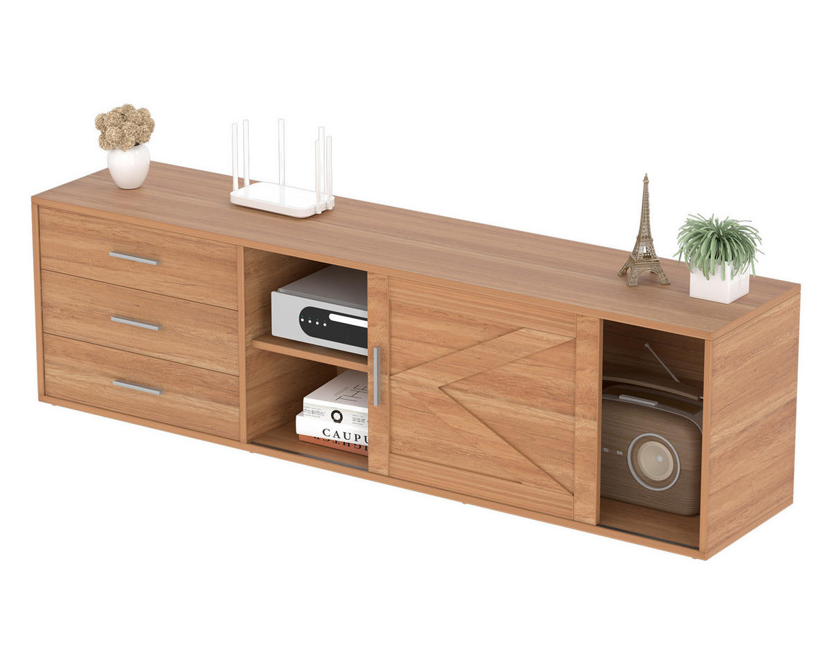 TV-SCHRANK in 160/45/35 cm - Naturfarben, Holzwerkstoff (160/45/35cm) - HOMAVO