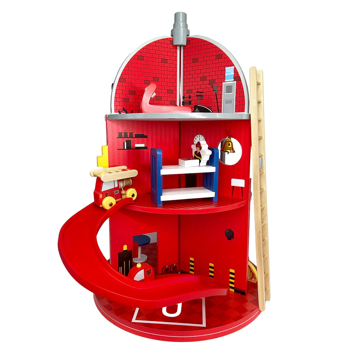 FEUERWACHE Spielset, Rot, 59cm - Rot, Holz (38/59/38cm) - Teamson Kids