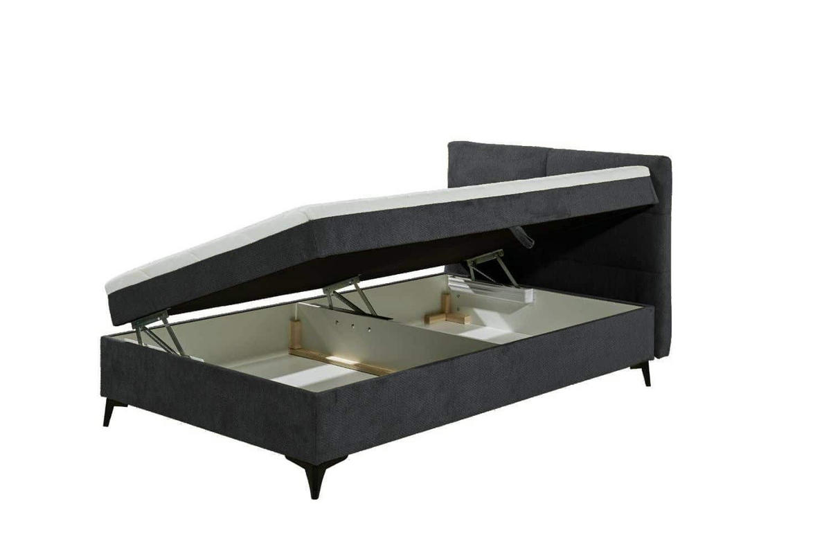 BOXBETT 120x200 inkl. Topper und Bettkasten - Dunkelgrau/Schwarz, Holz/Holzwerkstoff (120/200cm) - ed exciting design