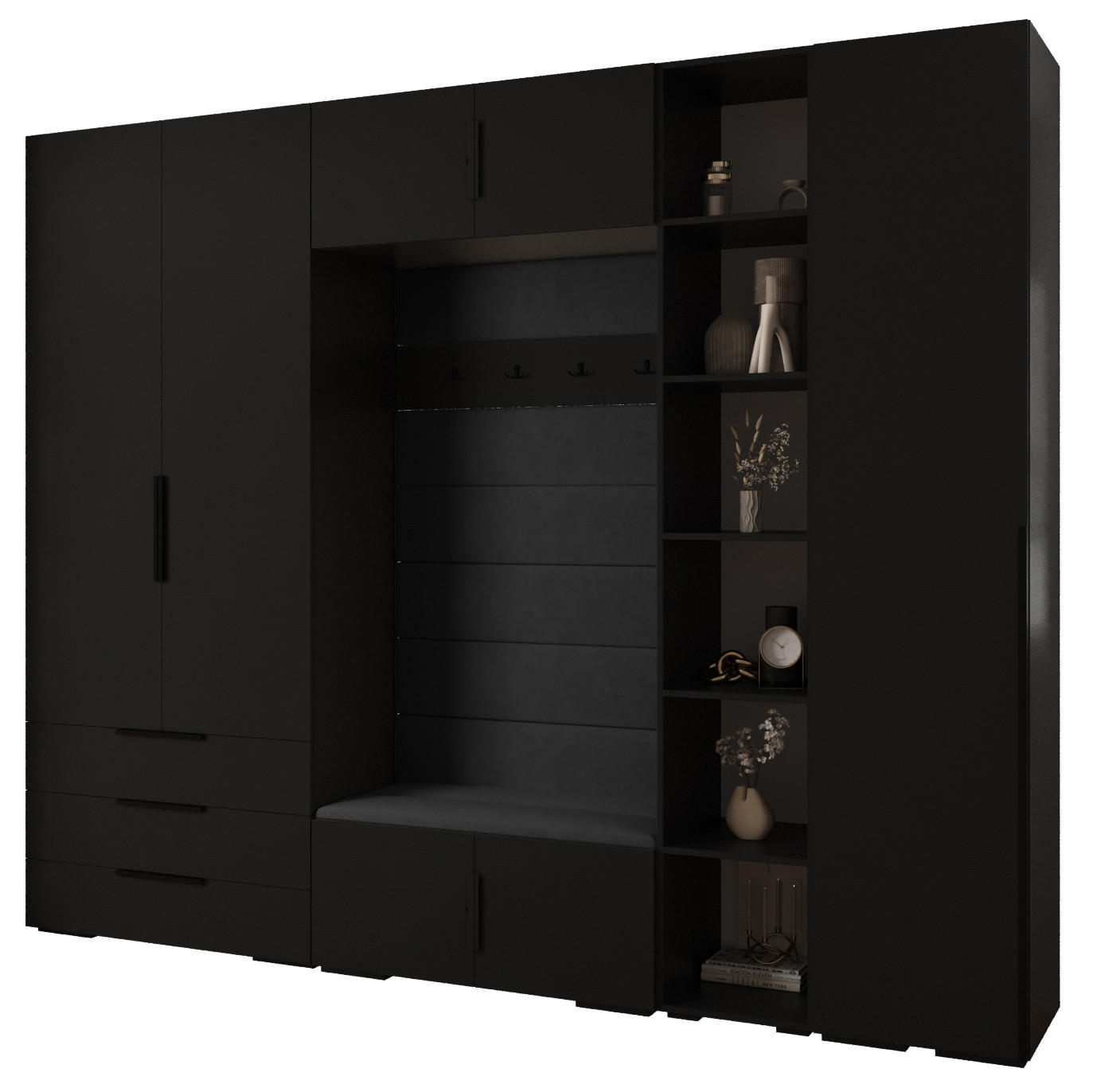 GARDEROBEN-SET 236,7/290/47 - Schwarz, Holz/Kunststoff (290/236.7/47cm) - Abiks Möbel