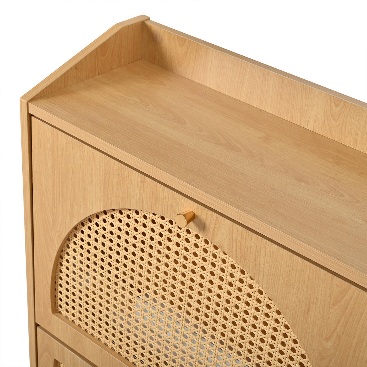 SCHUHSCHRANK in Naturfarben mit 4 Kipptüren mit 8 Fächern für Flur, B120/T24/H90 cm - Naturfarben, Holzwerkstoff (120/90/24cm) - STILVORA