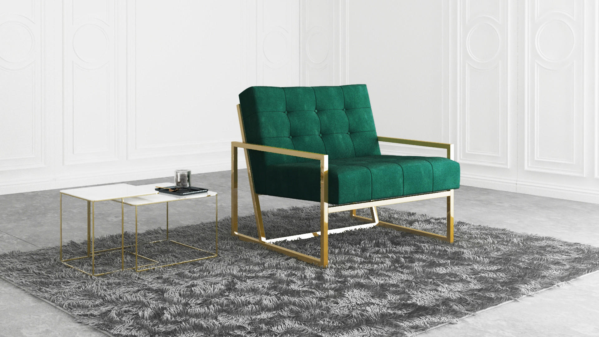 LOUNGESESSEL Duban Grün Samtstoff - Smaragdgrün/Goldfarben, Holz/Textil (84/81/89cm) - S-Style Möbel