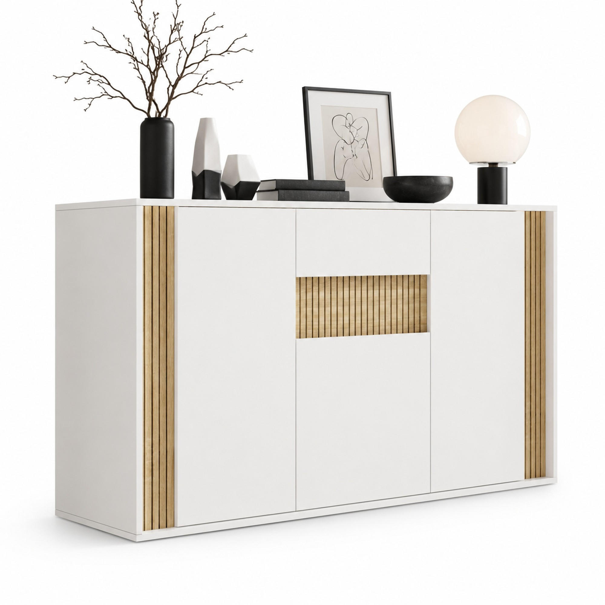 Ivmeu Sideboard Weiß 40x82x140 cm