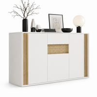 SIDEBOARD in Weiß und Natur 140x40x82 cm mit 3 Türen, Schublade und LED-Beleuchtung - Weiß, Holzwerkstoff (40/82/140cm) - IVMEU