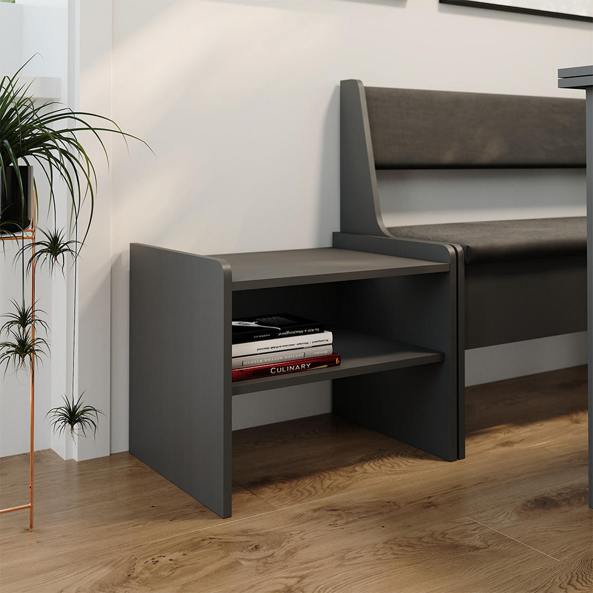 LAVICE DO JÍDELNY DO ROHU Roman Antracit - černá, kompozitní dřevo (53.5/45.5/41.1cm) - Vicco