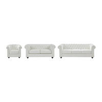 COUCHGARNITUR mit Sessel - 6 Personen - Kunstleder - Weiß CHESTERFIELD - Weiß, Leder (165/72/78cm) - Vente-Unique
