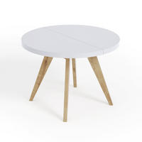 ESSTISCH LORA, Durchmesser: 110 / 210 cm Weiß / Buche Natur - Buchefarben/Weiß, Holz (110/210/76cm) - Dekori_Interiors